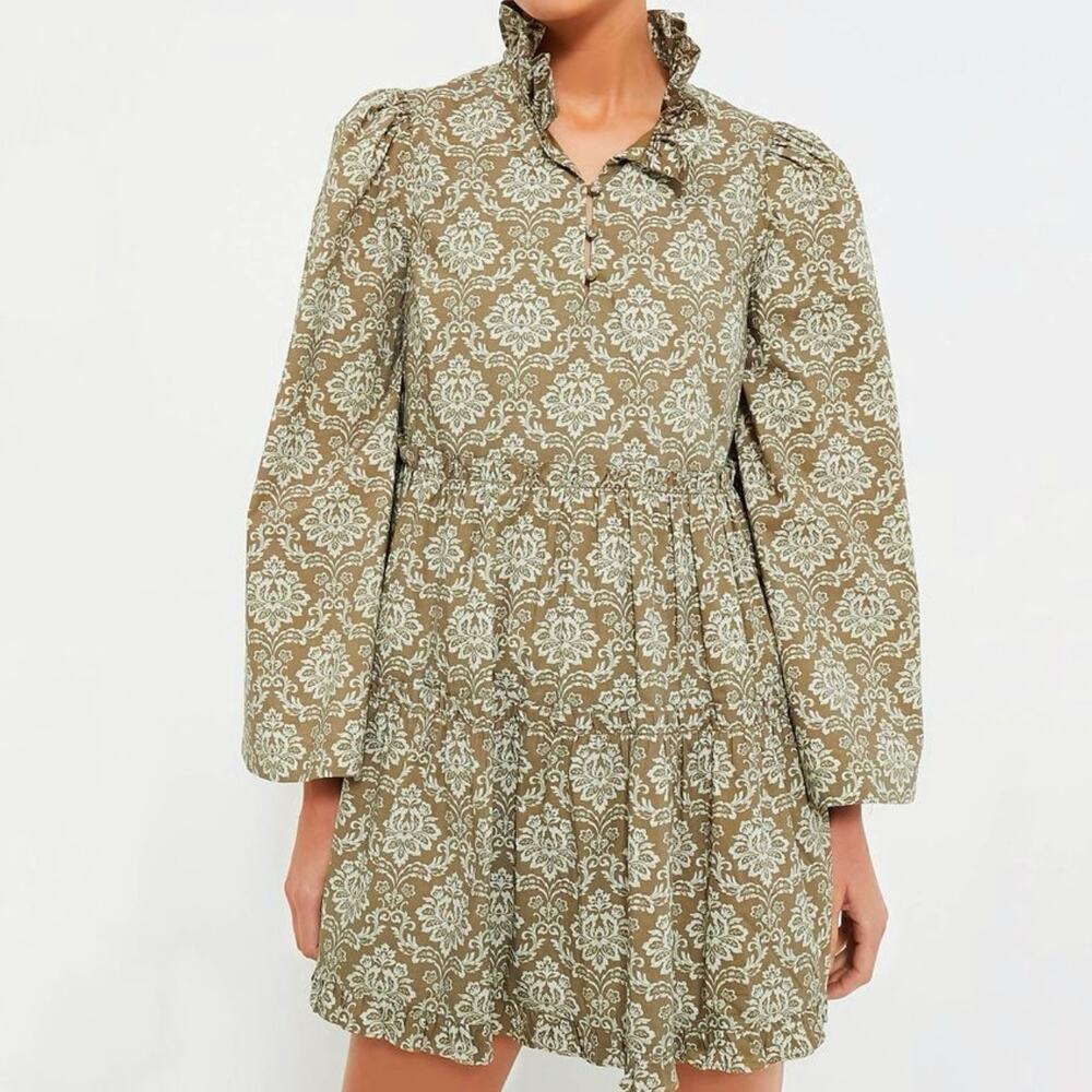 Tuckernuck Olive Green Patterned Mini Dress